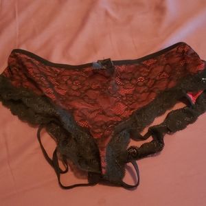Black and red lace panties